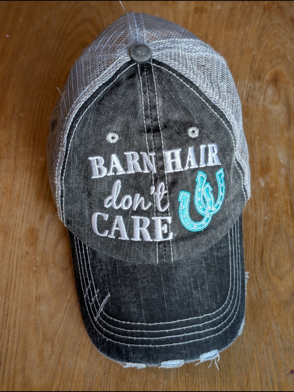 Katydid Black & Teal 'Barn Hair Don't Care' Embroidered Cap